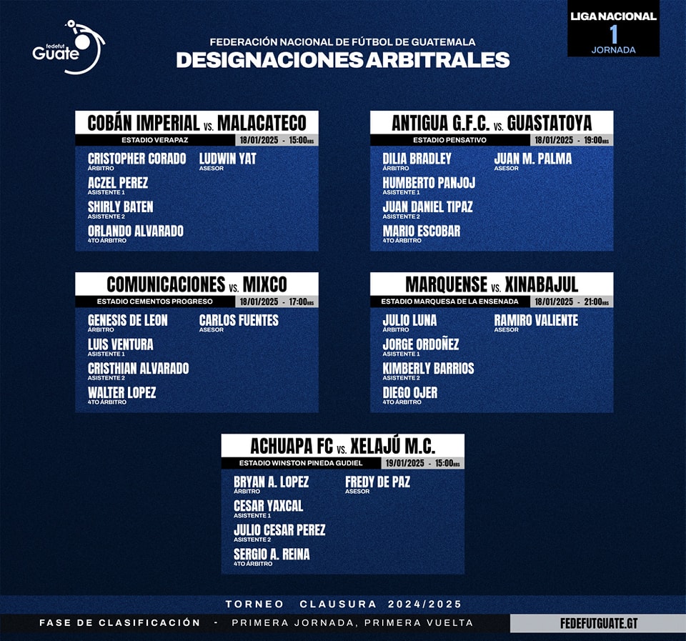 Clausura 2025: los árbitros para la jornada 1 Bryan López